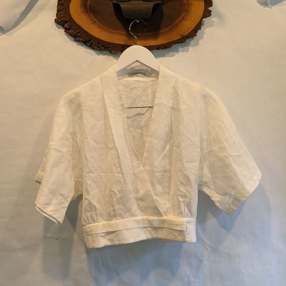 Aritzia White V-Neck Blouse - Picture 6 of 11